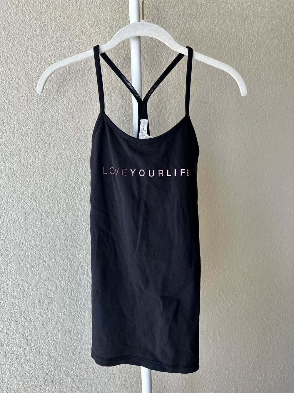 Lululemon x Life Time Fitness black power Y tank size 4 love your life